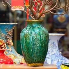 Bình Hoa Men Ngọc Bọc Đồng Họa Tiết Cô Gái