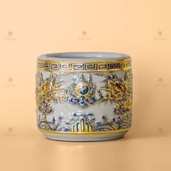 Bát Huong Men Hoàng T?c V? Vàng H?a Ti?t Song Long Ch?u Nguy?t