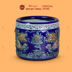 Bát Huong Men Xanh Coban H?a Ti?t Song Long Ch?u Nguy?t