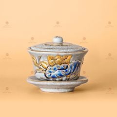 Bát Sâm Th? Men R?n V? Vàng Ho? Ti?t Hoa Sen