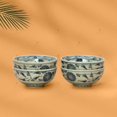 Bộ Bát Cơm Men Rạn Vẽ Cúc Đen