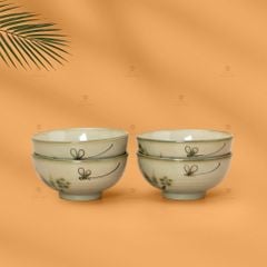 Bộ Bát Cơm Men Kem Hoa Đào Chuồn