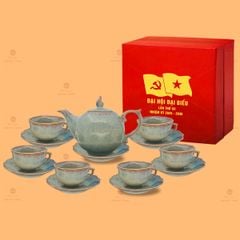 Bộ Ấm Chén Trà Men Hỏa Biến Mẫu Đơn